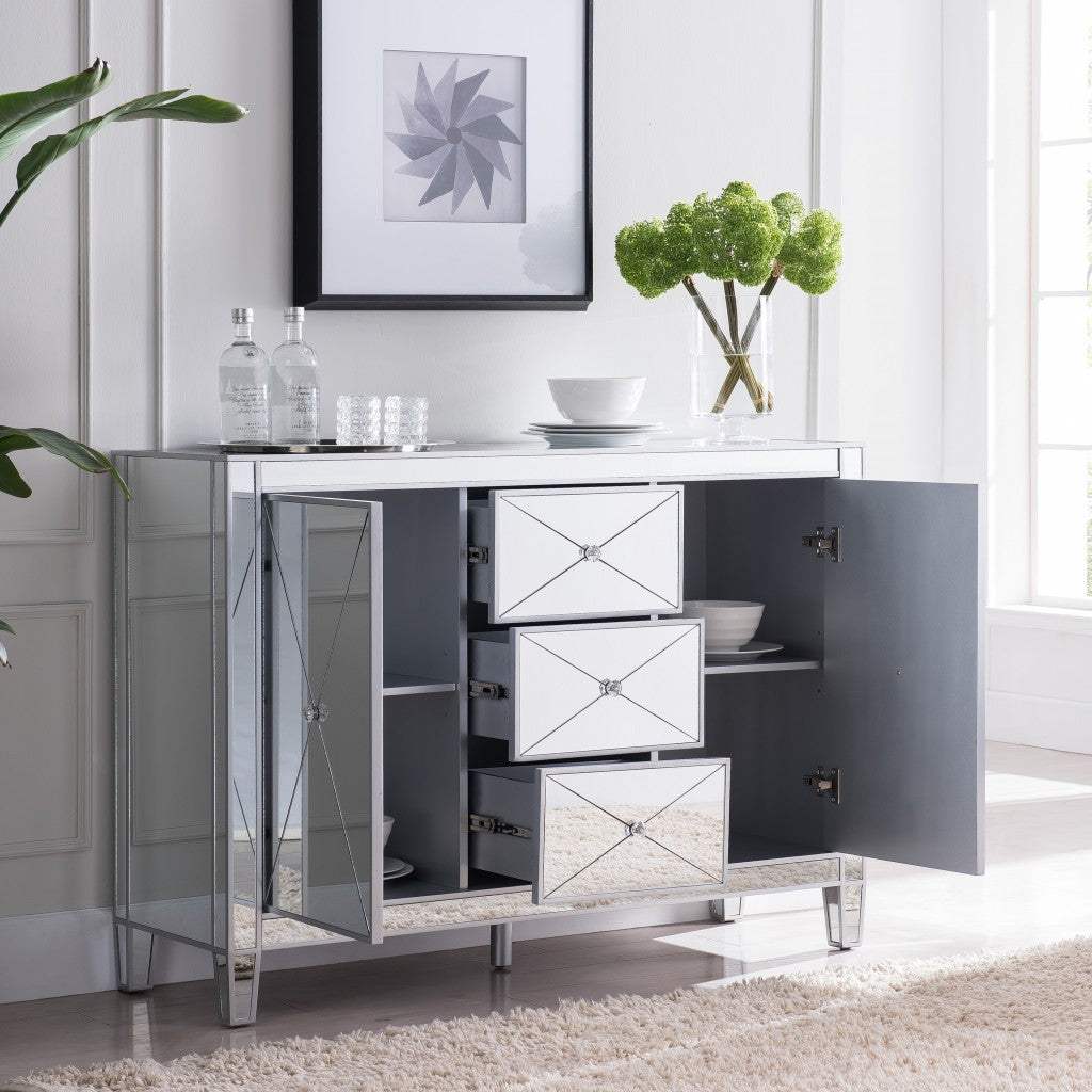 Glamorous Mirrored Bling Multi Storage Accent Cabinet - Homeroots - Flyclothing LLC