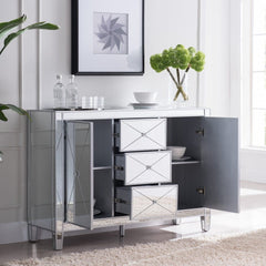 Glamorous Mirrored Bling Multi Storage Accent Cabinet - Homeroots