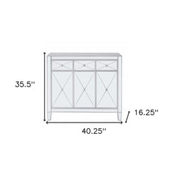Glamorous Mirrored Bling Three Door Accent Cabinet - Homeroots