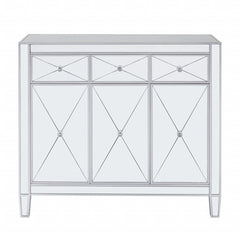 Glamorous Mirrored Bling Three Door Accent Cabinet - Homeroots