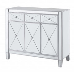 Glamorous Mirrored Bling Three Door Accent Cabinet - Homeroots