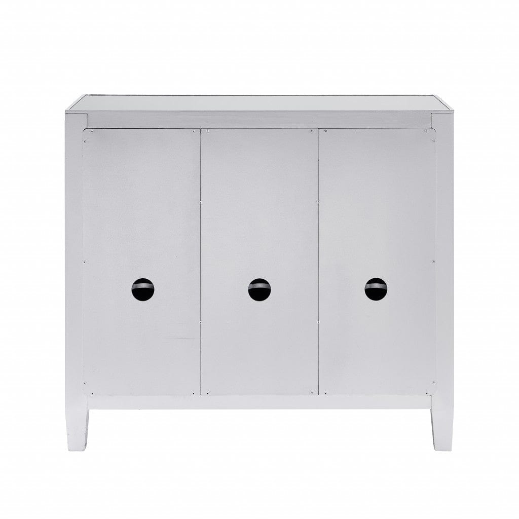 Glamorous Mirrored Bling Three Door Accent Cabinet - Homeroots