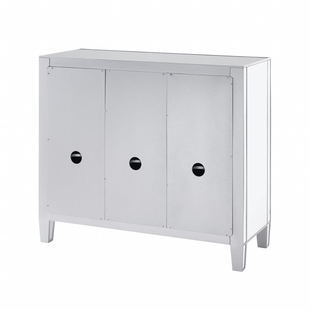 Glamorous Mirrored Bling Three Door Accent Cabinet - Homeroots