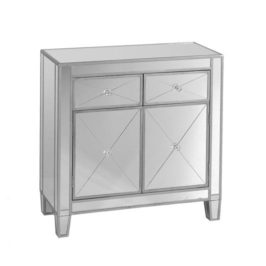 Glamorous Mirrored Bling Two Door Storage Accent Cabinet - Homeroots