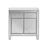 Glamorous Mirrored Bling Two Door Storage Accent Cabinet - Homeroots