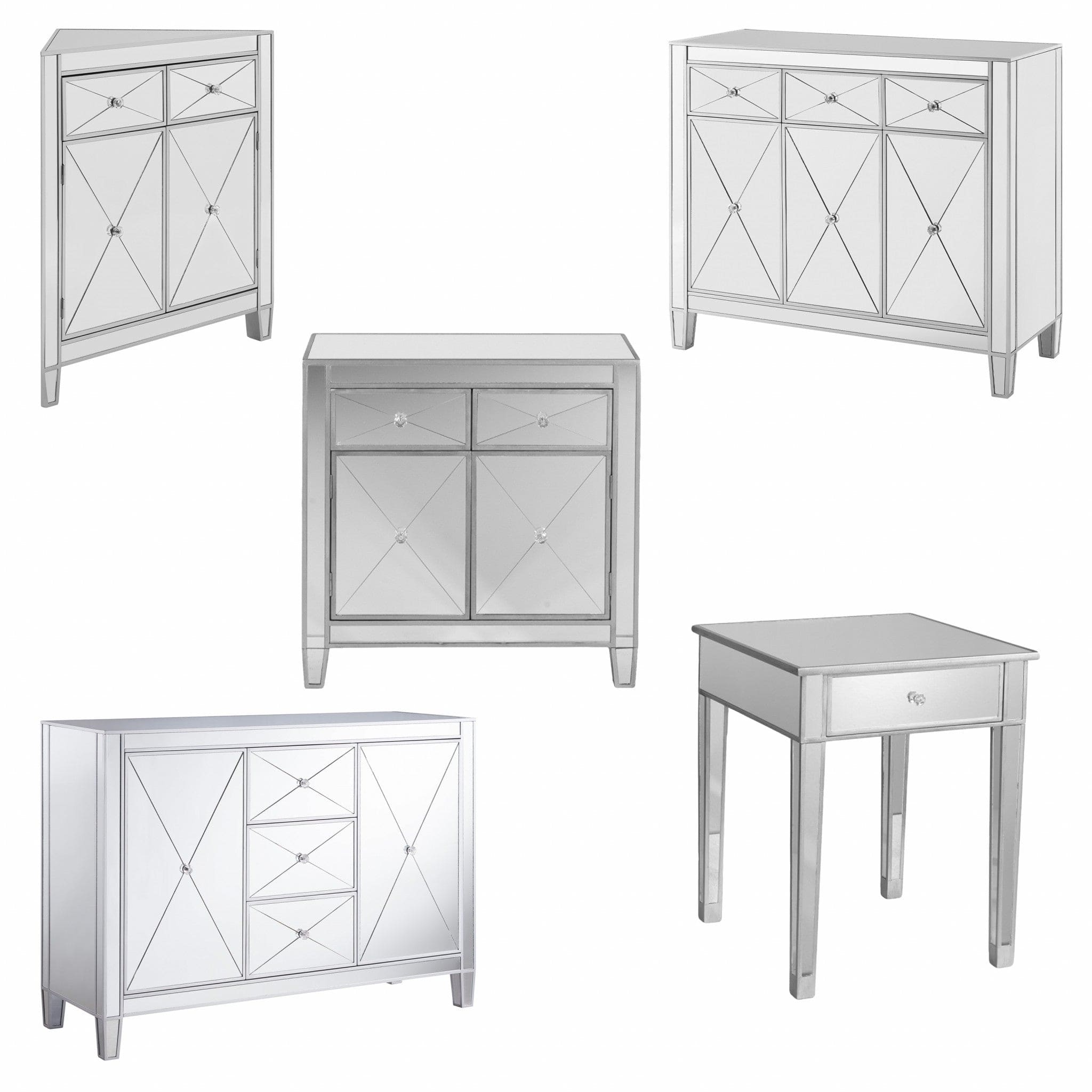 Glamorous Mirrored Bling Two Door Storage Accent Cabinet - Homeroots