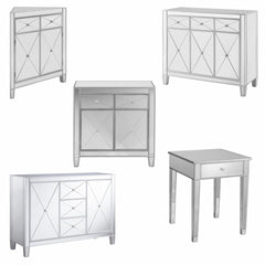 Glamorous Mirrored Bling Two Door Storage Accent Cabinet - Homeroots