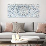 19" X 45" Shades of Blue Ornate Floral Medallion Wood Plank Wall Art - Homeroots - Flyclothing LLC
