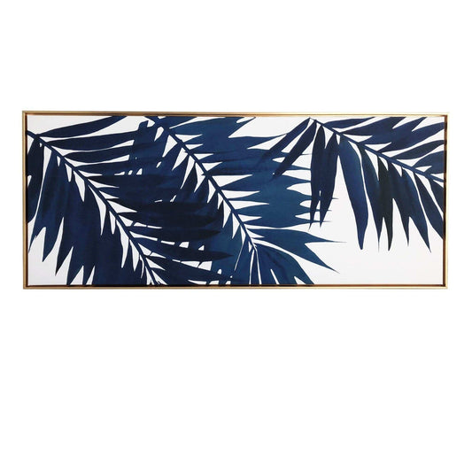 Bold Blue Palms Framed Canvas Wall Art Floater Frame Graphic Art Wall Art - Homeroots - Flyclothing LLC