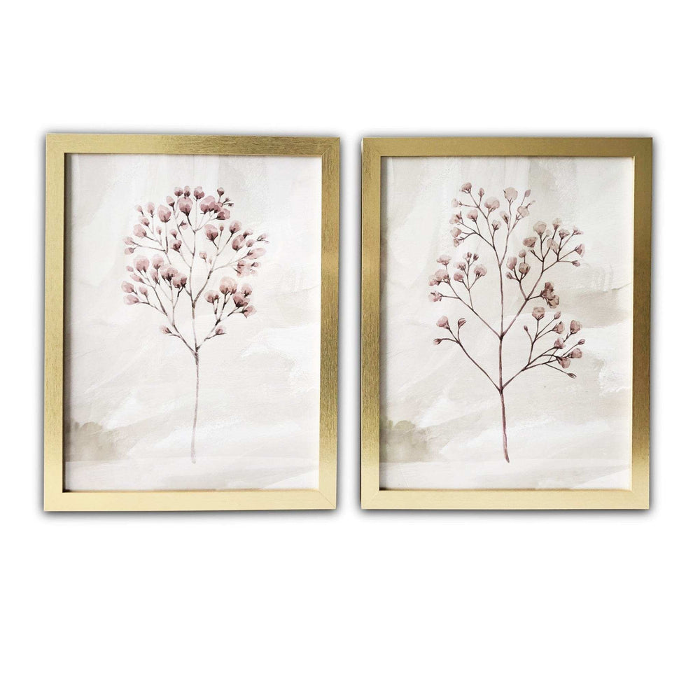 Set Of Two Two Piece Blush Pink Branch Framed Wall Art Picture Frame Graphic Art Wall Art - Homeroots - Flyclothing LLC