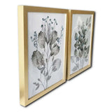 Set Of Two Two Piece Grey Leaves Framed Wall Art Picture Frame Graphic Art Wall Art - Homeroots - Flyclothing LLC