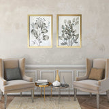 Set Of Two Two Piece Grey Leaves Framed Wall Art Picture Frame Graphic Art Wall Art - Homeroots - Flyclothing LLC