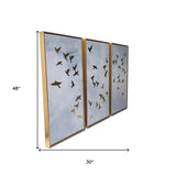 Set of Three Golden Birds Framed Canvas Wall Art - Homeroots - Flyclothing LLC