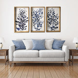 Set Of Three Blue Branches Framed Canvas Wall Art Picture Frame Graphic Art Wall Art - Homeroots - Flyclothing LLC