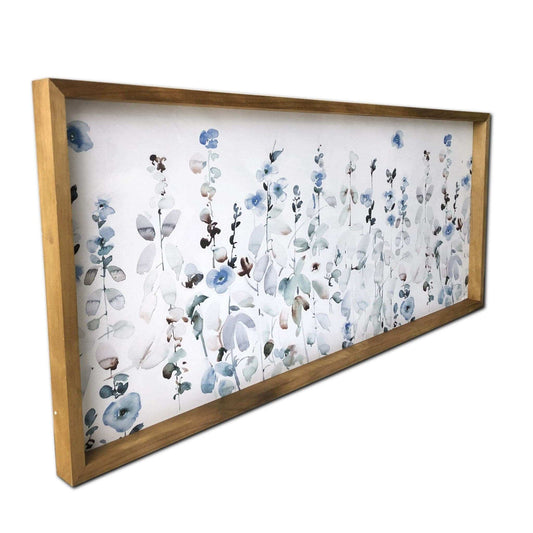 Blue Flower Garden Print Wood Plank Wall Art Picture Frame Graphic Art Wall Art - Homeroots - Flyclothing LLC