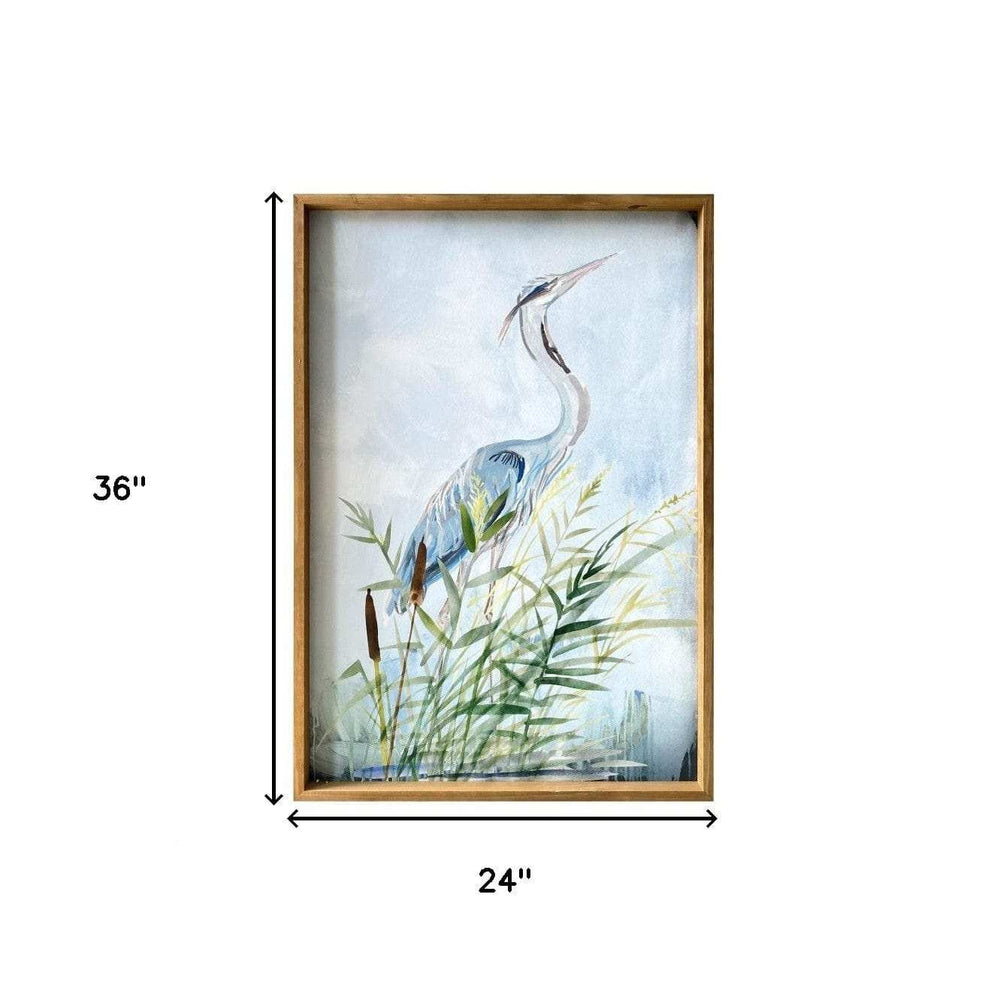 Stunning Heron Wooden Framed Canvas Wall Art Picture Frame Graphic Art Wall Art - Homeroots - Flyclothing LLC