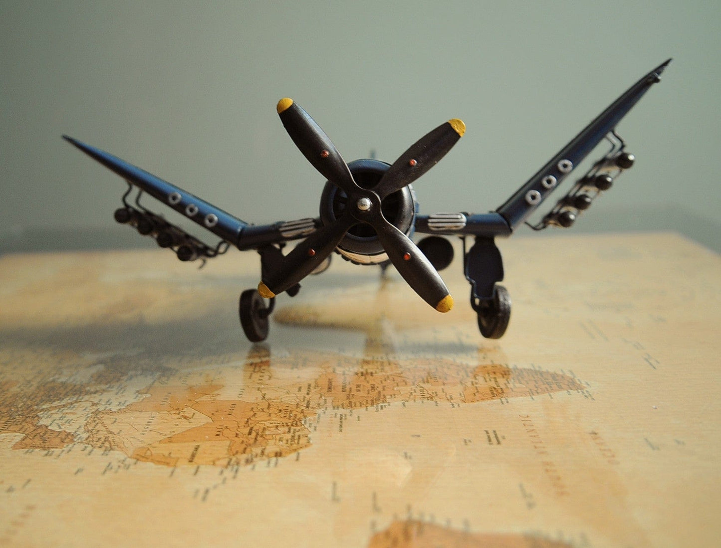 6" Blue Metal Hand Painted Model Airplane Tabletop Sculpture - Homeroots - Flyclothing LLC