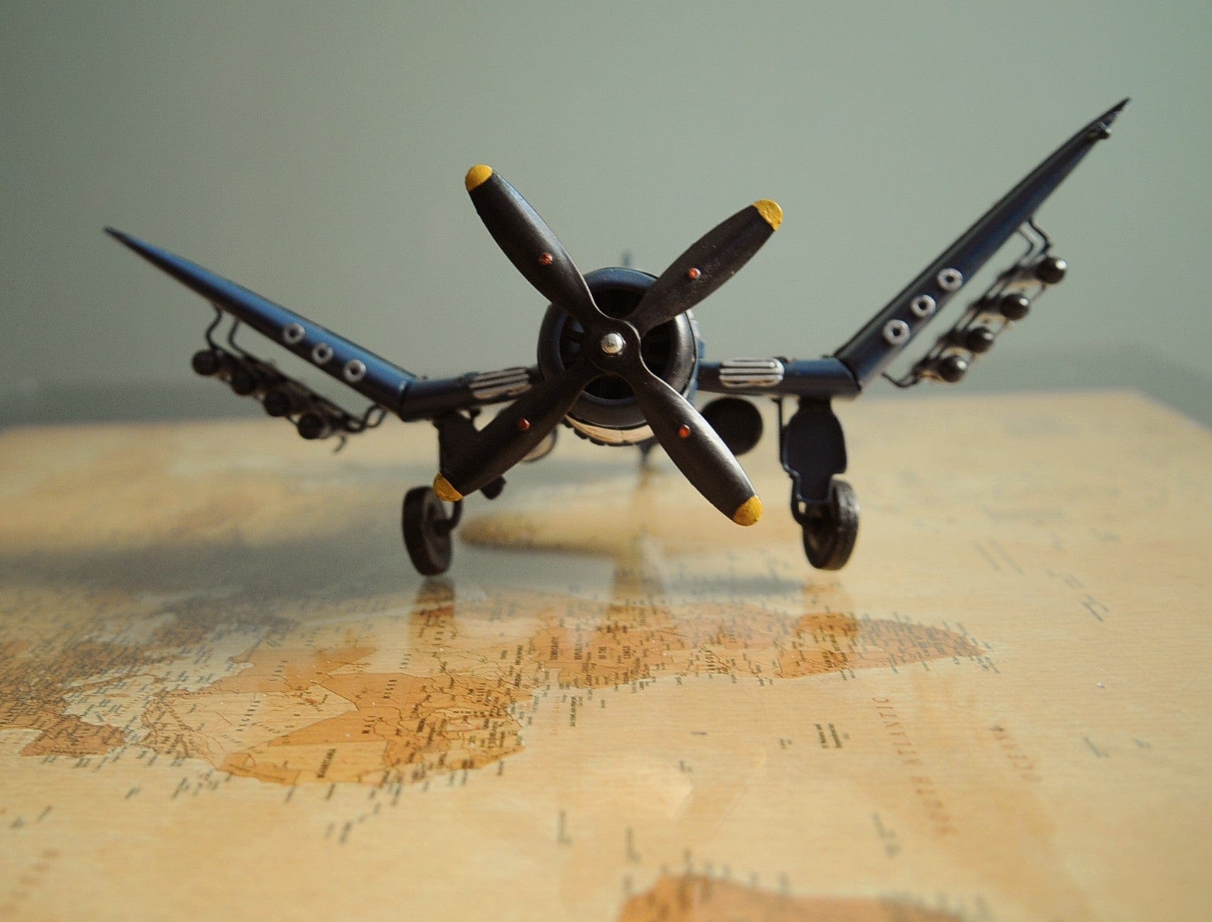 6" Blue Metal Hand Painted Model Airplane Tabletop Sculpture - Homeroots - Flyclothing LLC