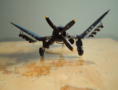 6" Blue Metal Hand Painted Model Airplane Tabletop Sculpture - Homeroots