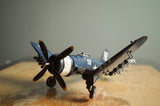 6" Blue Metal Hand Painted Model Airplane Tabletop Sculpture - Homeroots