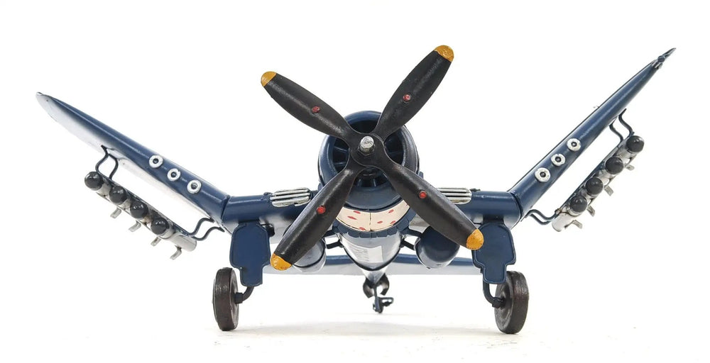 6" Blue Metal Hand Painted Model Airplane Tabletop Sculpture - Homeroots
