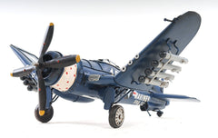 6" Blue Metal Hand Painted Model Airplane Tabletop Sculpture - Homeroots