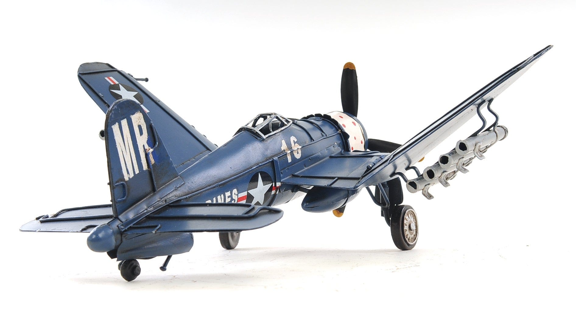 6" Blue Metal Hand Painted Model Airplane Tabletop Sculpture - Homeroots - Flyclothing LLC