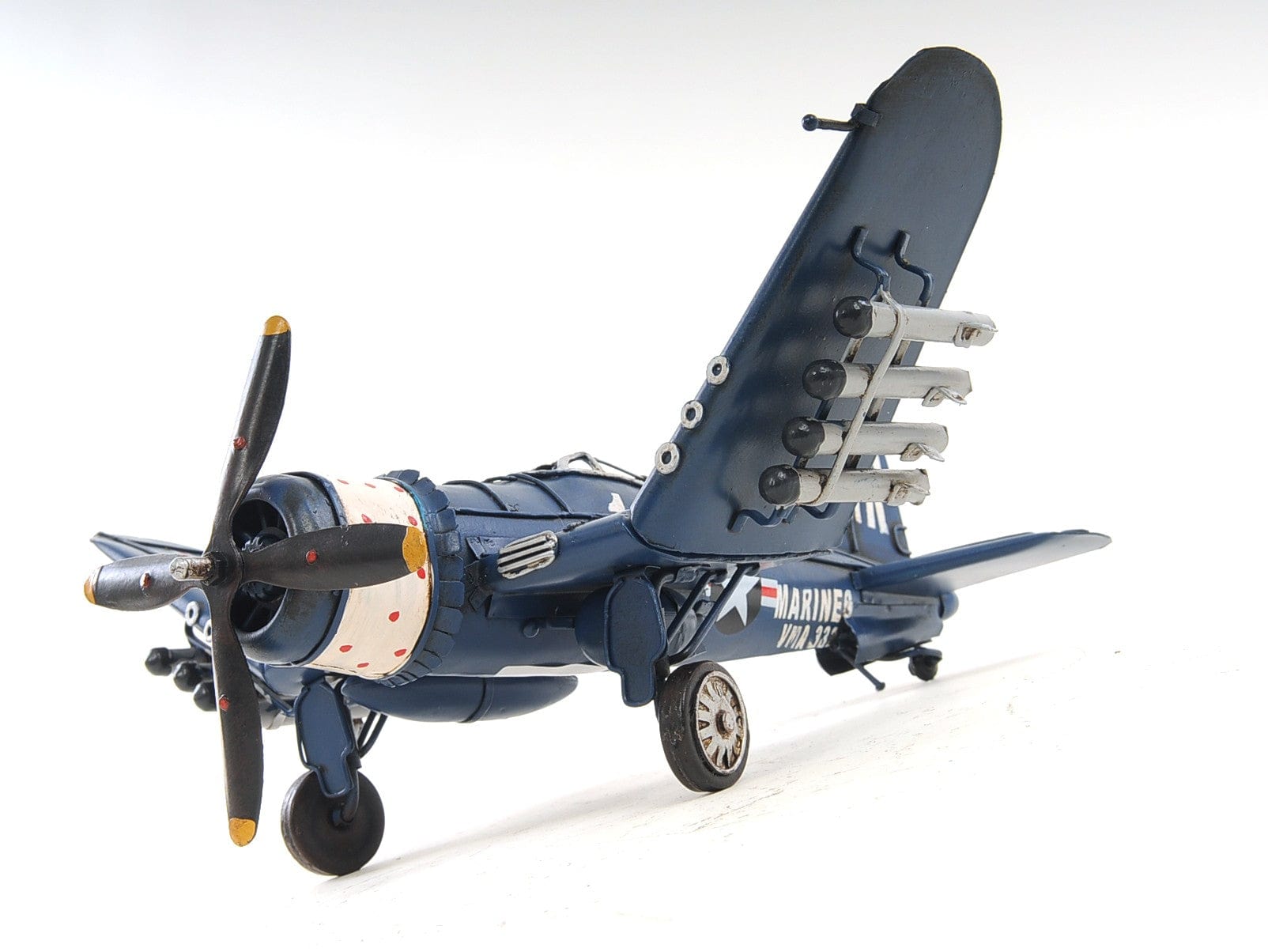 6" Blue Metal Hand Painted Model Airplane Tabletop Sculpture - Homeroots
