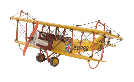 c1918 Yellow Curtiss Biplane Model Sculpture