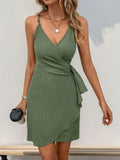Crisscross Tied Surplice Mini Dress - Trendsi