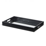 Black Faux Snakeskin Tray with Beveled Mirror - Homeroots