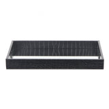 Black Faux Snakeskin Tray with Beveled Mirror - Homeroots