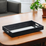 Black Faux Snakeskin Tray with Beveled Mirror - Homeroots