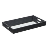 Black Shagreen Tray with Beveled Mirror - Homeroots