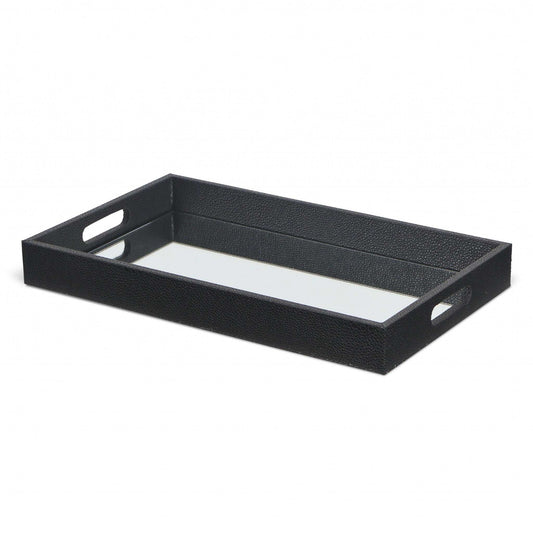 Black Shagreen Tray with Beveled Mirror - Homeroots - Flyclothing LLC