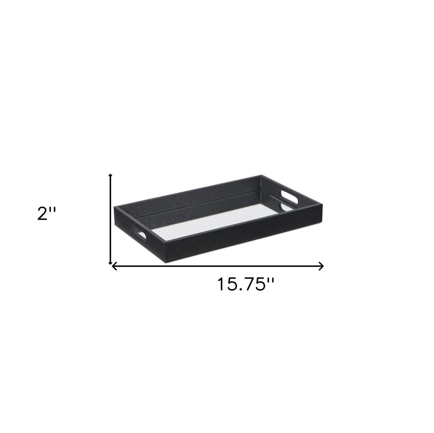 Black Shagreen Tray with Beveled Mirror - Homeroots - Flyclothing LLC