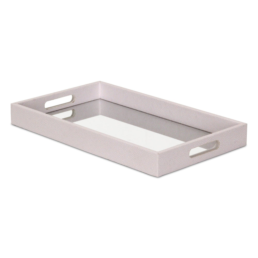 16" White Shagreen and Mirror Tray - Homeroots - Flyclothing LLC