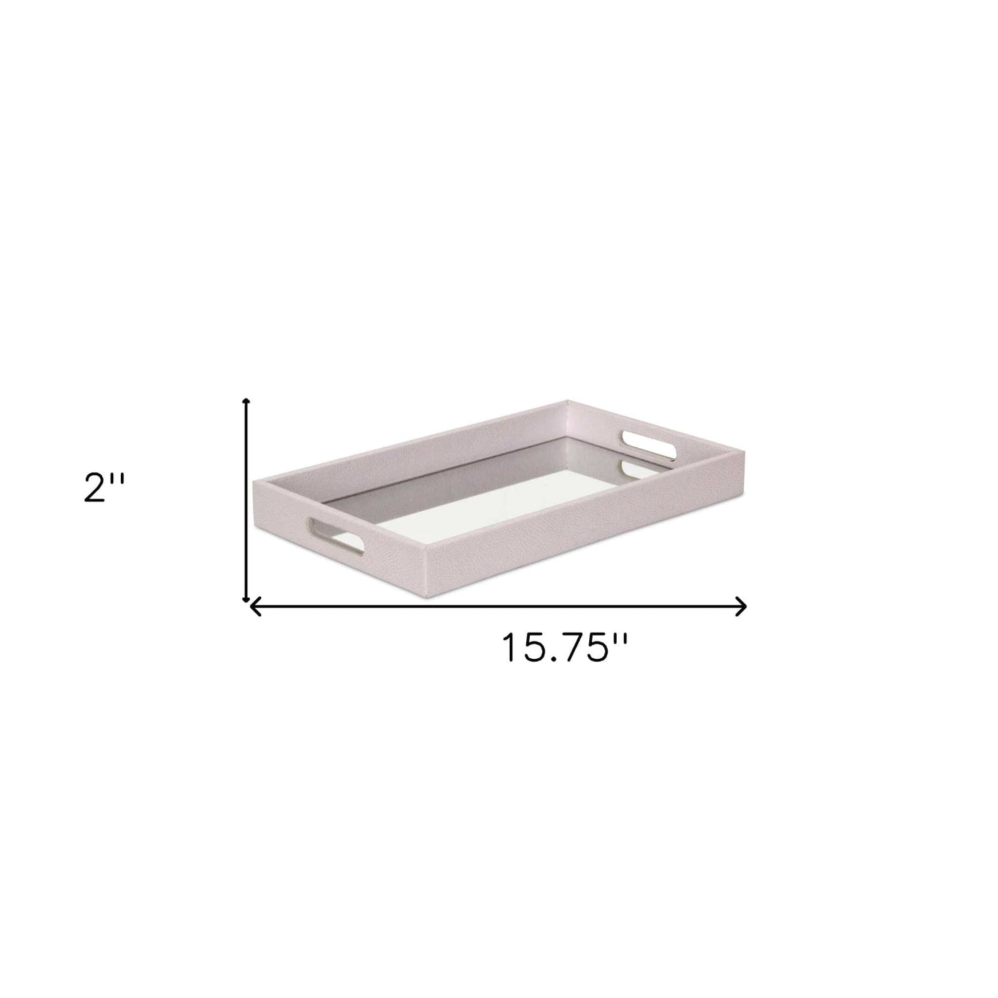 16" White Shagreen and Mirror Tray - Homeroots - Flyclothing LLC