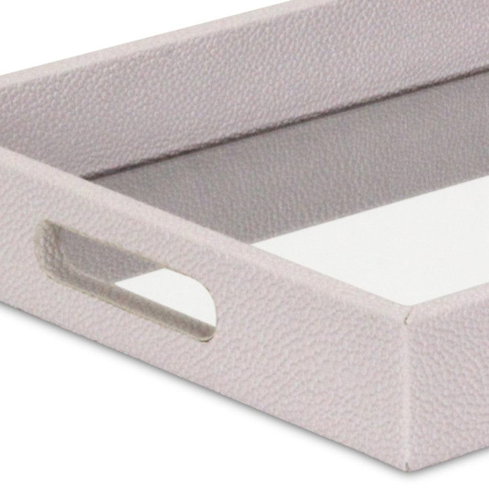 16" White Shagreen and Mirror Tray - Homeroots - Flyclothing LLC