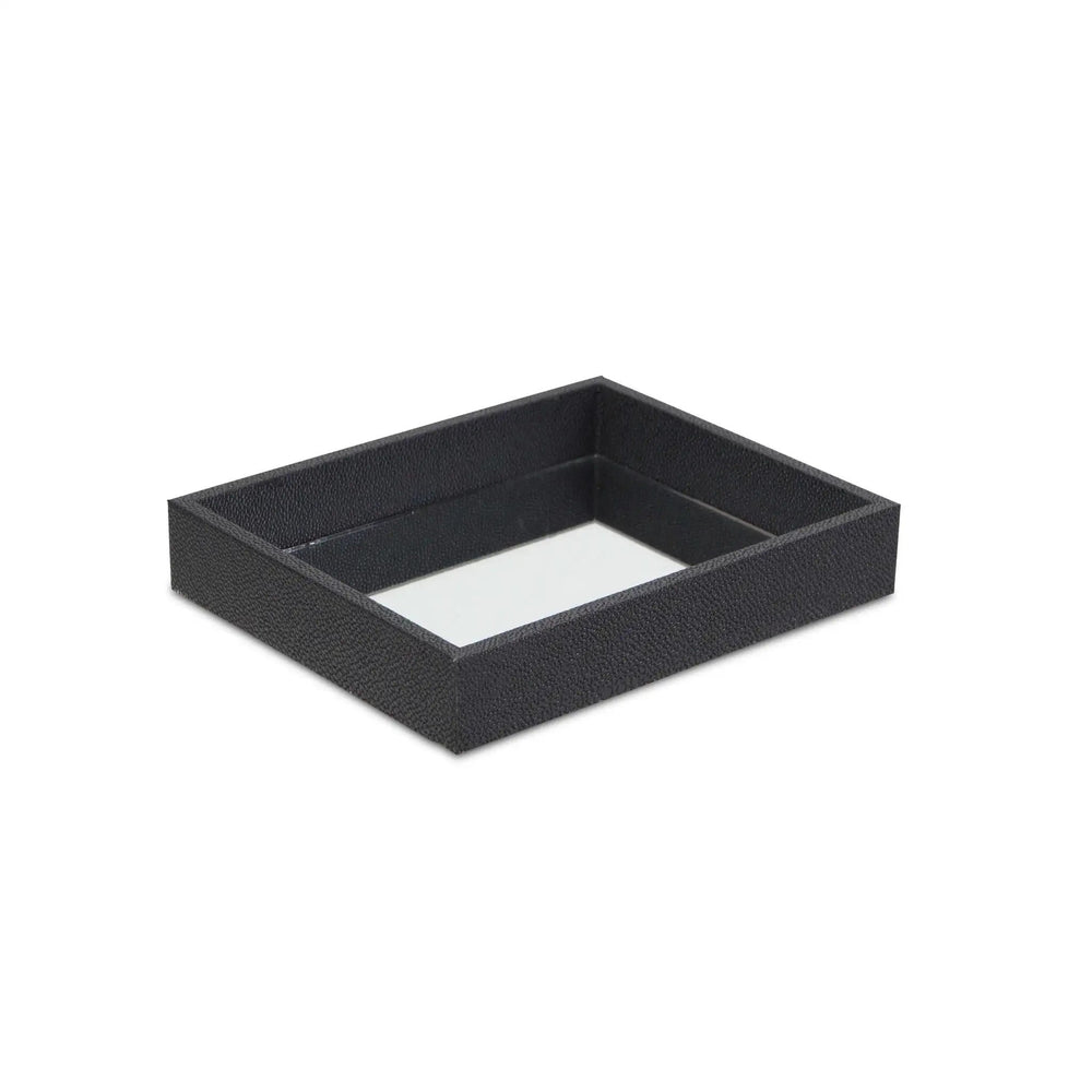 Black Shagreen Mirrored Tray - Homeroots