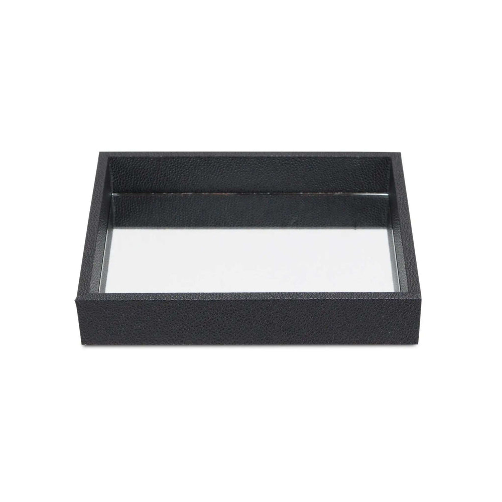 Black Shagreen Mirrored Tray - Homeroots - Flyclothing LLC