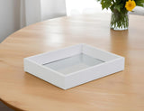 White Shagreen Mirrored Tray - Homeroots