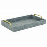 Light Blue Linen and Wooden Tray - Homeroots