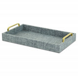 Light Blue Linen and Wooden Tray - Homeroots