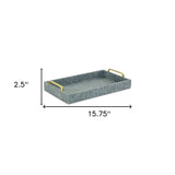 Light Blue Linen and Wooden Tray - Homeroots - Flyclothing LLC