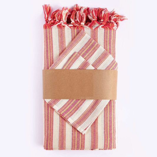 Boho Sunset Color Striped Tablecloth Set - Homeroots - Flyclothing LLC