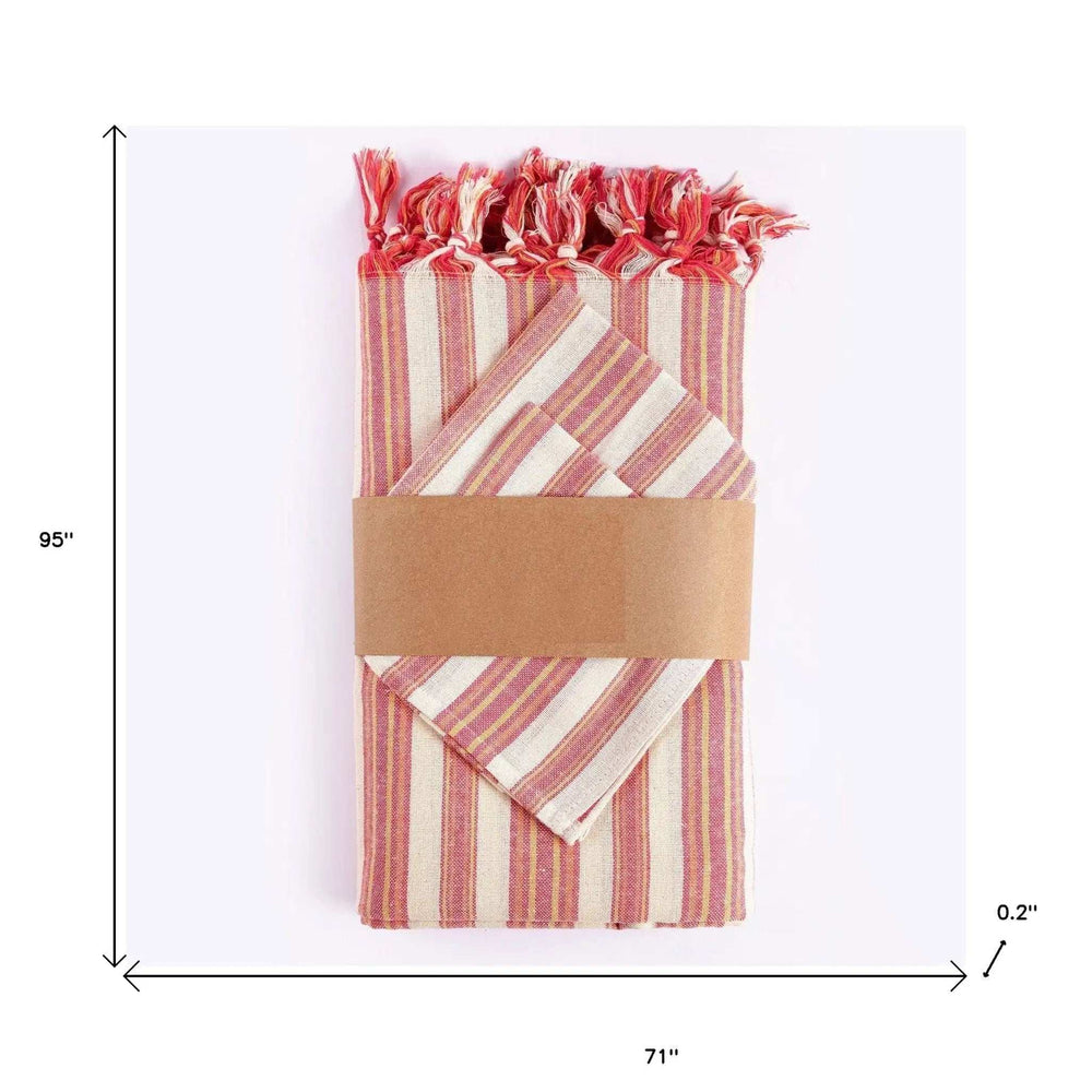 Boho Sunset Color Striped Tablecloth Set - Homeroots - Flyclothing LLC