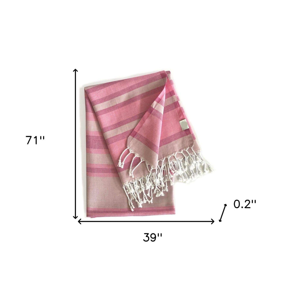 Shades of Pink Striped Design Turkish Beach Blanket - Homeroots - Flyclothing LLC