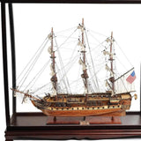 39" Wood Brown 1797 USS Constitution Large Table Top Display Case Hand Painted Decorative Boat - Homeroots