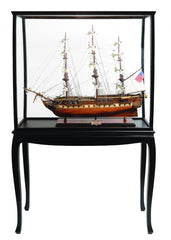 69" Wood Brown 1797 USS Constitution Large Floor Hand Painted Decorative Boat with Case - Homeroots